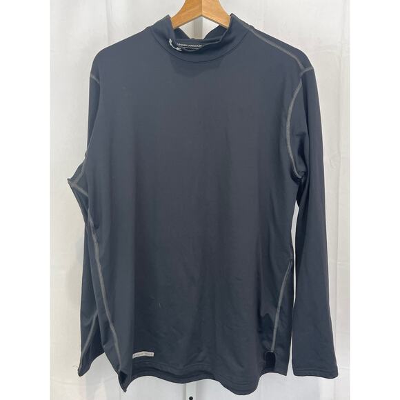 UNDER ARMOUR Mens ColdGear Fitted Mock Long Sleeve Top Black Size XL - Picture 1 of 11
